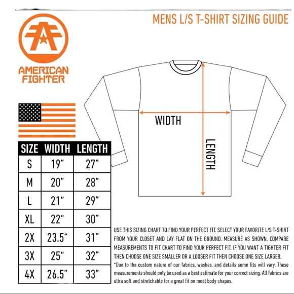 American Fighter Mens Long Sleeve Shirt ABRAHAM Premium Athletic Black S-3XL - Picture 9 of 13